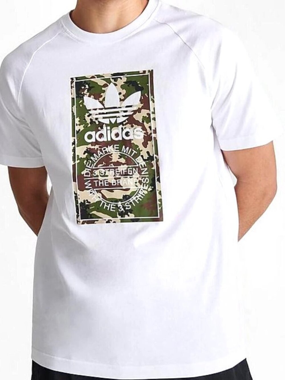 NWT Men's Adidas Originals Camo Tongue Tee In White XXL 2XL Nice Graphics!